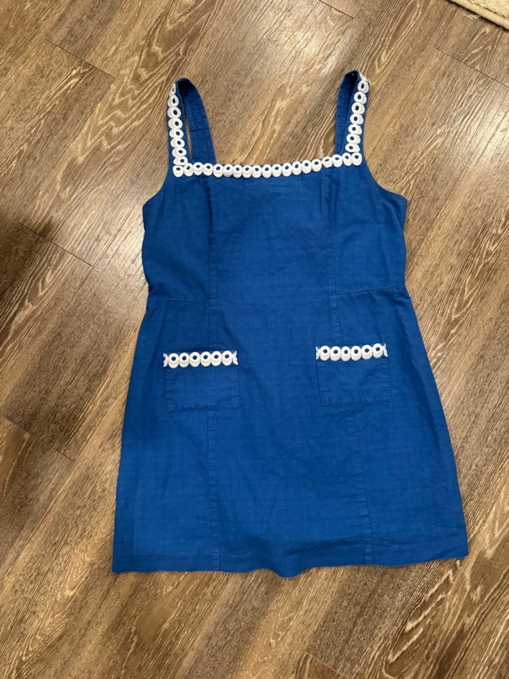 Lilly Pulitzer Isleen Romper Royal Blue Sleeveless Eyelet Trim Dress